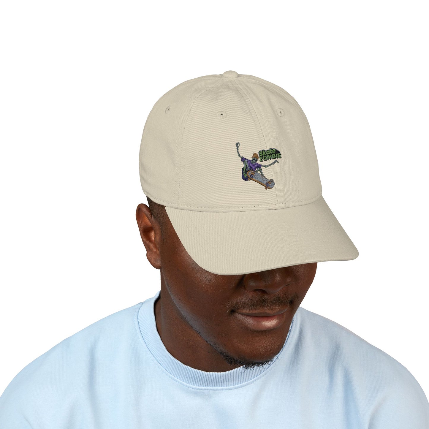 Skate Skeleton - Skate Zombie Original - Embroidered Organic Baseball Cap